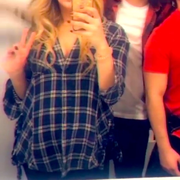 FREE PEOPLE PLAID BUTTON UP TOP - Picture 6 of 6